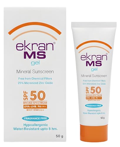 Image of Ekran MS Mineral Sunscreen Gel SPF 50 PA+++ | 25% Micronized Zinc Oxide | Fragrance-Free, Hypoallergenic, Water-Resistant up to 8 Hours - 50g