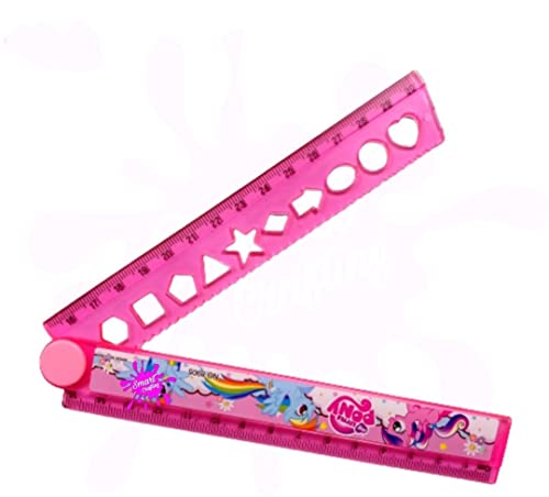 AK-Store-2-Pack-Cartoon-Design-30cm-Plastic-Folding-Ruler-Scale-with-Multiple-Design-Geometry-Stencils-for-Kids-Boys-and-Girls-Birthday-Return-Gifts
