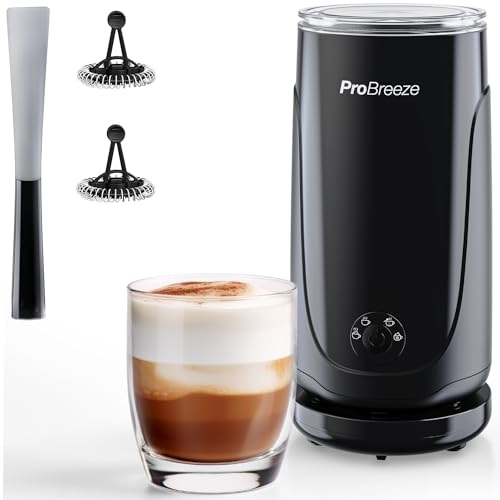 Pro Breeze® Electric Milk Frother, Steamer & Warmer - Automatic Whisk for Coffee, Hot Chocolate, Iced Frappe - Coffee Gifts for Coffee Lovers - Black