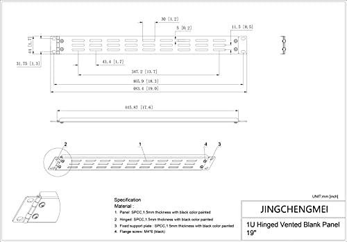 Jingchengmei 1U Hinged Blank Panel - Slot Vented Server Rack Panel For 19-Inch Network Cabinet Or Server Rack Enclosure Black (1Uvbphn, Black) #TOP4