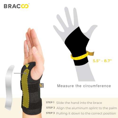 Bracoo Wrist Brace for Carpal Tunnel Day & Night, Adjustable Wrist Support Wrap with Splint, For Women Men, Fit Right Left Hand, Arthritis, Tendonitis, Sprain, Carpal Tunnel Syndrome, WB31