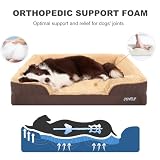 JOYELF Orthopädisches Hundebett für extra große Hunde, Schaumstoff-Sofa-Couch-Bett, wasserdichtes Haustierbett mit abnehmbarem, waschbarem Bezug und rutschfestem Boden für Hunde - Kaffee