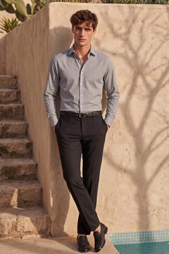 Image of Allen Solly Men's Formal Trousers | Premium Cotton Fabric | Smart Slim Fit for Office & Business Wear