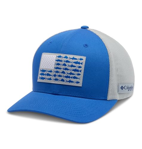 Columbia Unisex PFG Fish Flag Mesh Ball Cap, Vivid Blue/Fish