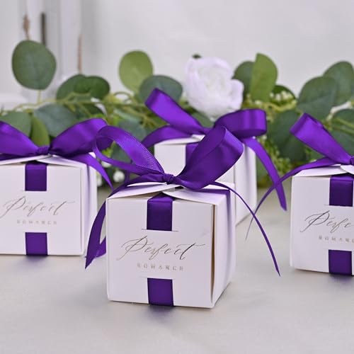 Image of Double Face Purple Satin Ribbon 1 /2 inch X 50 Yards Polyester Purple Ribbon for Gift Wrapping Very Suitable for Weddings Party Invitation Decorations and More