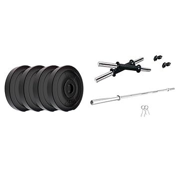 Kore PVC 40 Kg Home Gym Set with One 4 Ft Plain Rod and One Pair Dumbbell Rods