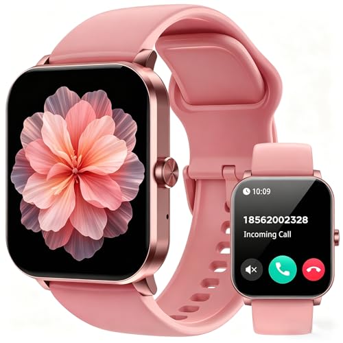 Smart Watch, 1.85" HD Smartwatch for Men Women (Answer/Make Calls), Fitness Watch with Heart Rate/Sleep/IP68 Waterproof/120+ Sports Modes, Pedometer, Android Smart Watch for Android iOS (Pink)