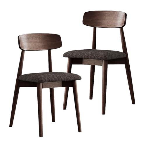 Juego de 2 sillas de comedor de madera maciza, sillas de cocina modernas de mediados de siglo con respaldo curvado grande, silla lateral de granja con cojín suave para comedor, sala de estar (juego de