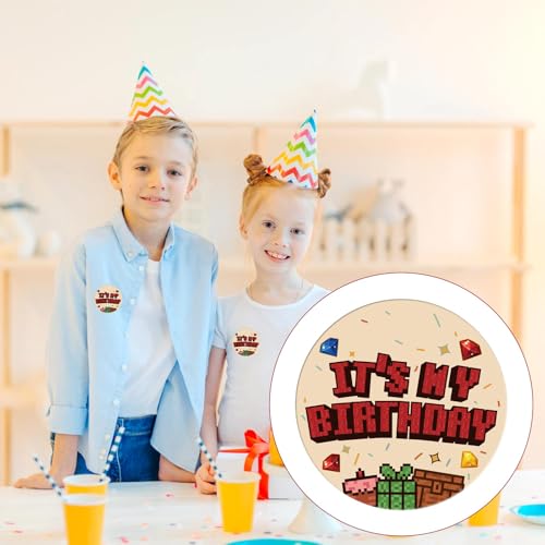 It’s My Birthday Anstecker für Jungen und Mädchen, 5,8cm Spielthema Geburtstag Anstecker mit Diamantaufdruck Outfit-Zubehör für Party- und Feierbedarf