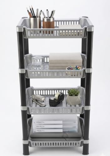 Image of U-Max Multi Tire Kitchen Storage Rack, Plastic Utility Shelf Organiser, Space Saving Storage Solution, Revolving Vegetable Rack (Silver, 4)