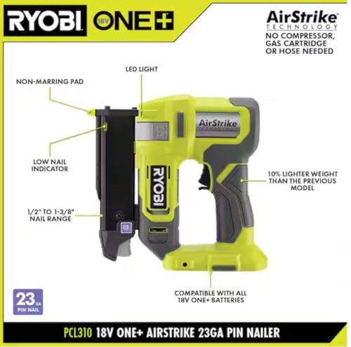 ONEAND 18V Cordless AIRSTRIKE 23-Gauge PIN Nailer Tool ONLY - image 2
