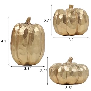winemana Pumpkins Fall Decor Indoor- Set of 3 Thanksgiving Table Decorations, Artificial Pumpkins Decor for Fall Table Runner, Harvest Autumn, Home Mantel, Office (Elegant Gold) winemana Pumpkins Fall Decor Indoor Set of 3 Thanksgiving Table Decorations Artificial Pumpkins Decor for Fall Table Runner Harvest Autumn Home Mantel Office Elegant Gold