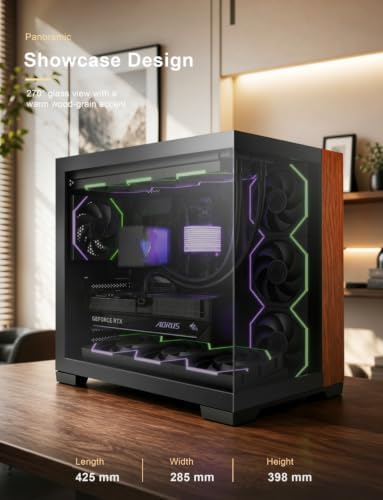 Scutum Ultra ATX Case, Pre-Installed 6 ARGB Fans & Umbra Hub, Ash Wood Trim - 1