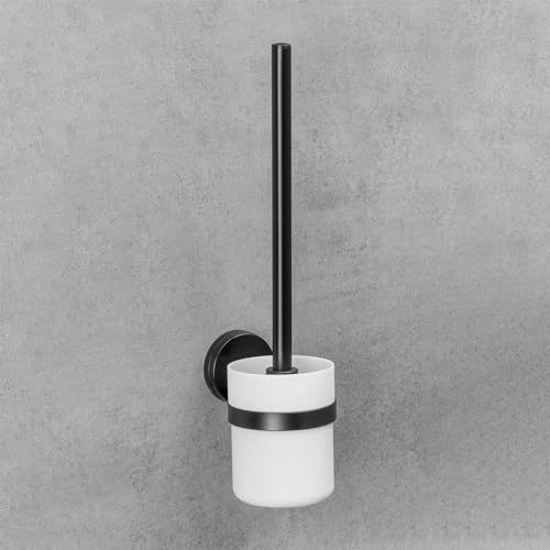 Brosse WC murale avec tête résistante et support bicolore gain de place