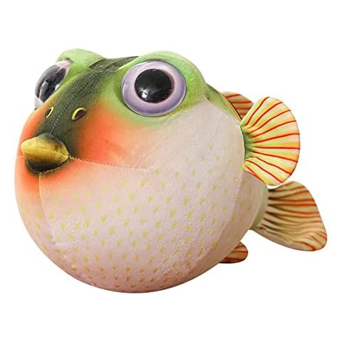 SHANGMAOYO Soft Toy Soft Pillow Puffer Fish Plush Toy Throw Pillows Cushion Puffers Plush Toy Adorable Ocean Fish Plush Doll Children Accompany Soft Toy Gift Home Decor,Birthday Gift (43cm, green) Cover