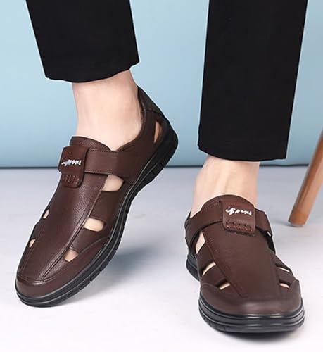 Mens Closed Toe Sandals Sport Outdoor Leather Shoes Summer Beach Sandals Fisherman Walking Sandals2