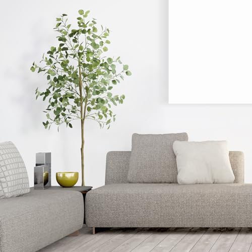 FAGIGY Artificial Eucalyptus Tree,6FT Tall Modern Large Fake Plant Decor,Faux Eucalyptus Tree for Living Room,Bedroom,Entryway, Home Office Indoor Decor