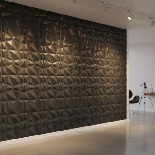 Image of Kayra Decor PVC Wall Panel - PVC Diamond Design, Grey Pine Wood Color 19.7 inch X 19.7 inch (Pack of 12) - Covers 32.34 Sq. Ft.