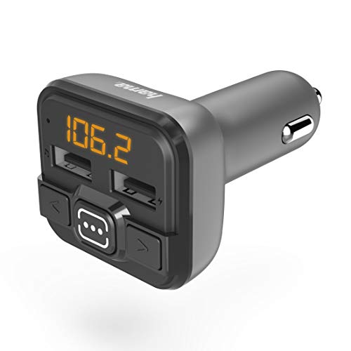 Hama Transmetteur FM Bluetooth de Voiture (Adaptateur Allume Cigare Bluetooth, Kit MP3 sans Fil avec 2 Ports USB, Fentes MicroSD, Chargeur de Voiture USB-A)