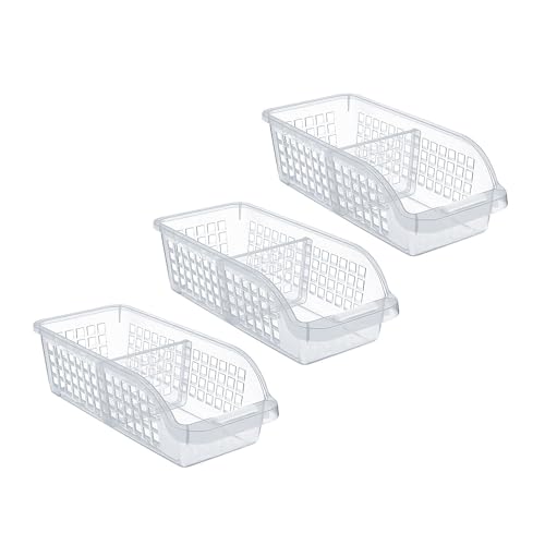 Friendjia 3 Pièces Organiseur de Réfrigérateur Avec un Séparateur – Organiseur Transparent, Conteneur de Rangement Pour Cuisine, Réfrigérateur et...
