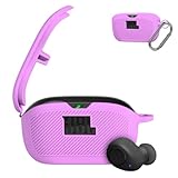 WADVCU for JBL Vibe Buds Case Cover,Silicone Protective Portable Scratch Shock Resistant Logo Visible Design Cover Compatible with JBL Vibe Buds Headphones Charging Case with Carabiner-Purple