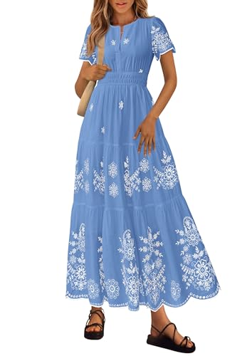 Image of PRETTYGARDEN Womens Summer Dresses Floral Maxi Boho Spring Long Dress