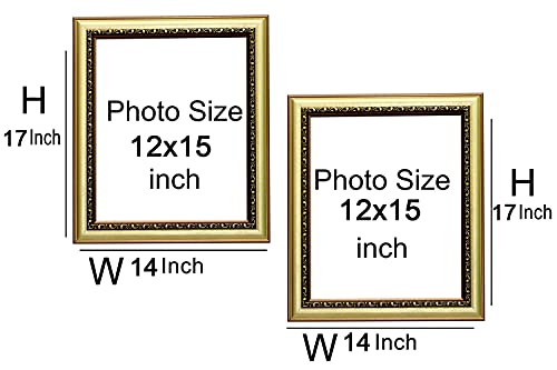 Image of Photo frame 12x15 Inch set of 2 Dark Golden Color flexiable Glass (acrylic) & synthetic wood customized Modern for Wall Hanging