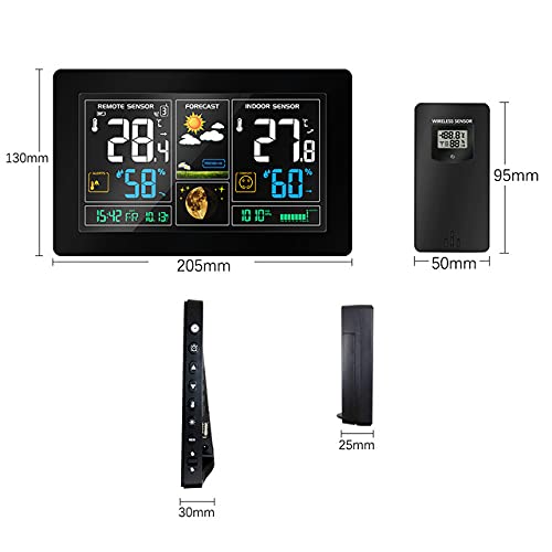 Gaone Weather Clock Multifunction Color Display, Wireless Weather Station Electronic Alarm Clock Indoor/Outdoor Thermometer Hygrometer Dimmer #TOP4