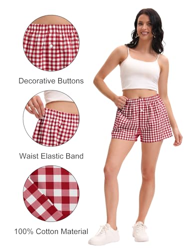 1/4 Pack Women's Boxer Shorts Summer Pj Gingham Plaid Pajama Casual Lounge Cotton Sleep Shorts Y2K Beach Bottoms4