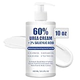 Urea Cream 60% plus 2% Salicylic Acid for Feet Maximum Strength - Lotion For Dry & Cracked Feet Elbows Knees Heels Hands, Hydrates Foot Care for Softening, Callus Remover 10.1oz (60%, 300ml)