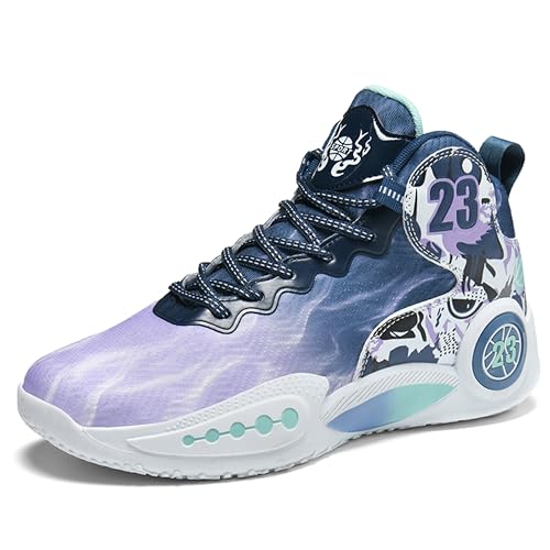Image of Men's High-Top Basketball Shoes Anti-Slip and Wear-Resistant Soles Running Shoes Graffiti Design Fashionable Sports Shoes