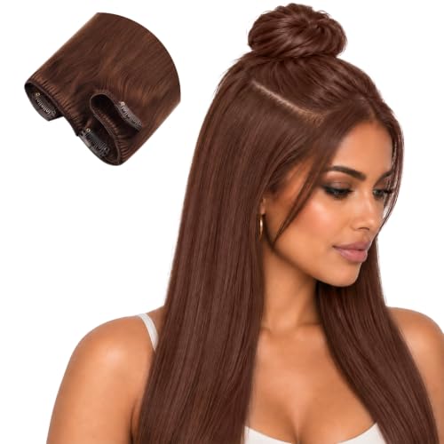 Sunny Hair Clip in Hair Extensions Real Human Hair Dark Reddish Auburn