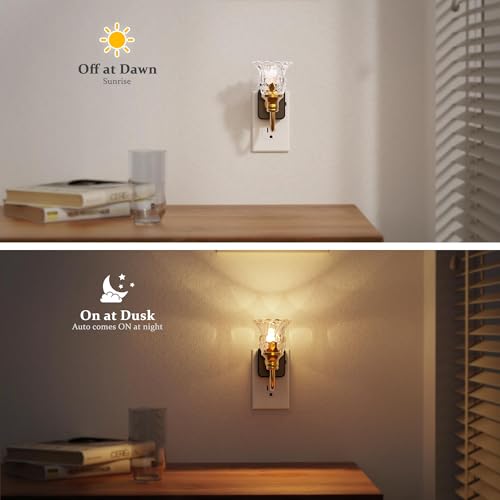 Image of JandCase Night Light, Floral Night Lights Plug into Wall 2 Pack