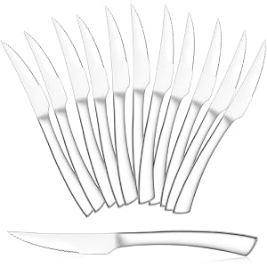 HaWare Steakmesser Set, Edelstahl 12 Stück Tafelmesser Buttermesser, Scharf Gezacktes Steak Messer Besteck Set für Haushalt/Küche/Restaurant, Ergonomischer Griff, Spiegelpoliert & Spülmaschinenfest