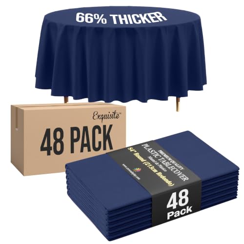 Image of Exquisite Navy Blue Round Tablecloth 84 inch - 48 Pack