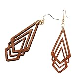LYGXWJFC Pendiente Elegante de Madera con Forma de rombo para Mujer, joyería Colgante para Oreja