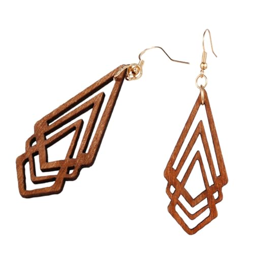 Boucle d'oreille en bois rhombus pour look bohème chic