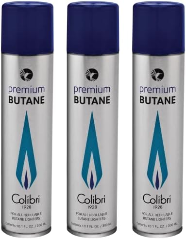 Colibri Premium Butane Fuel Refill for Lighters, Butane Torch Replacement Canisters, 99.999% Pure Butane Refill Fluid for Lighters, 300ml (10.1fl oz) Cans, Pack of 3