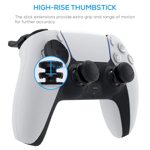 GAMSURFING Joystick Caps Set for DualSense PS5 Controller-1 Pair Thumb Grip,2 Pairs Mid & Long L2 R2 Trigger Extenders and 1 Pair D-Pad Buttons Caps,Game Accessories for Sony PS5 Dualsense Controller - Image 3