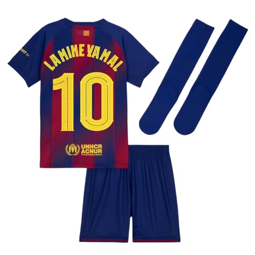 Youth Lamine Yamal #10 Soccer Kids Jersey Shorts Socks Set for Boys & Girls Fan Edition-Home Away Third Kit Fourth Kit 25/26 (Deep Royal Blue/Red #10 28 (12-13 Years))