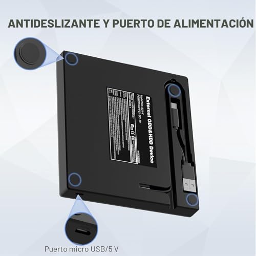 Miniatura 7 de Unitek Unidad Externa De Cd Y Dvd,Usb C Portátil Cd Dvd -Rw,Reproductor De Dvd Con Lector De Tarjetas Sd,Usb 3.0, Usb C,Grabadora De Cd Rom Compatible Con Laptop,Pc,Windows,Linux,Os, Surface Negro