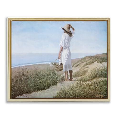 Peaceful Beach Shore Landscape View, 16 x 20 Inch Canvas in Floater Frame