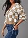 Dokotoo Cardigan for Women Lightweight Fashion 2024 V Neck Checkered Winter Fall Cozy Button Down Long Sleeve Cable Knit Cropped Cardigan Sweaters Tops Outerwear S Khaki