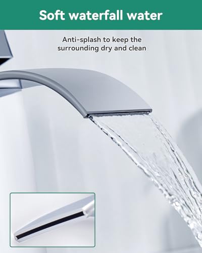 Wasserfall Wasserhahn Anycee Badarmatur mit Auslauf aus Edelstahl