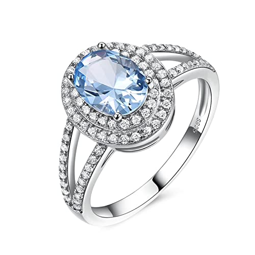 Bague de mariage femme OwKay double cercle en V argent sterling et zircone cubique ovale