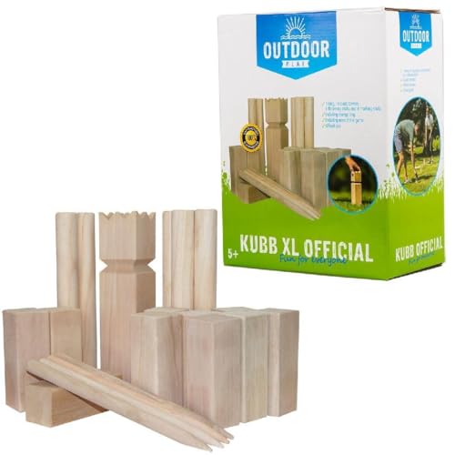 Kubb Jeu XL en bois FSC Outdoor Play avec sac de transport jouet d'extérieur