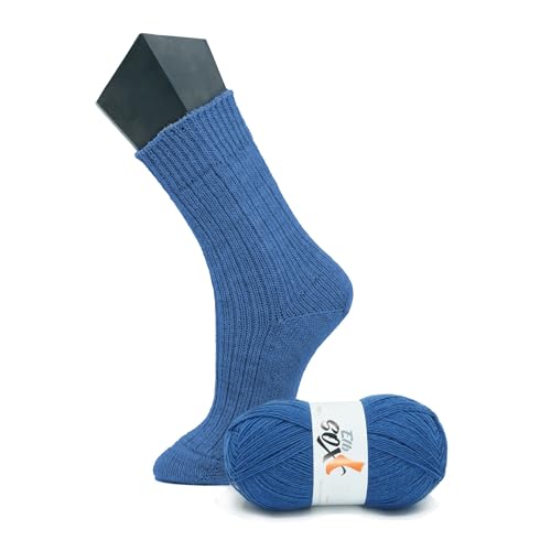 ElbSox Pier 4-4fach Sockenwolle - 100g Wolle als Knäuel mit einer Lauflänge von ca.420m - reicht für ein paar Socken bis Größe 46 - Farbe 003 - Tiefseeblau