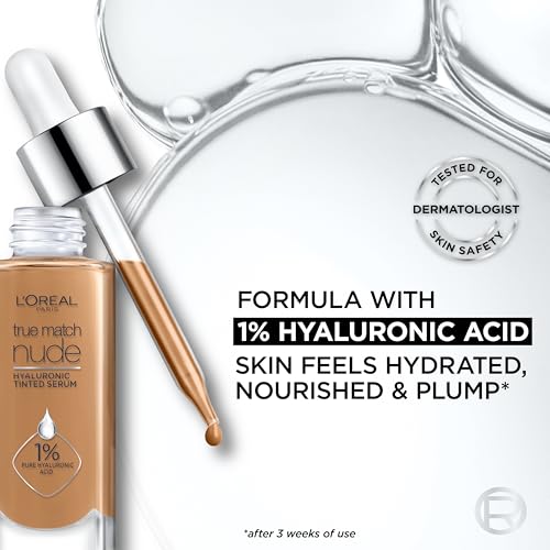 L'Oreal Paris K3341602 True Match Nude Hyaluronic Tinted Serum Foundation With 1% Hyaluronic Acid, Very Light 0.5-2 thumb #5