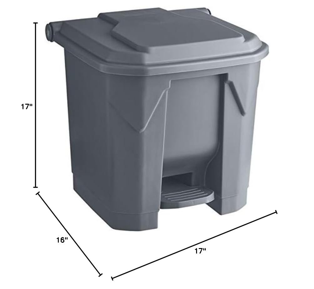 PRO&Family 32 Qt. / 8 Gallon / 30 Liters Gray Rectangular Step-On Trash Can. Trash Bin Kitchen Garbage Can Waste Basket Recycle Bin