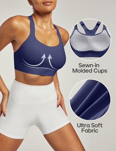 Image of Heathyoga Medium-High Support Sports Bras for Women Molded Cup Adjustable Strappy Sports Bra Supportive Bras for Yoga
